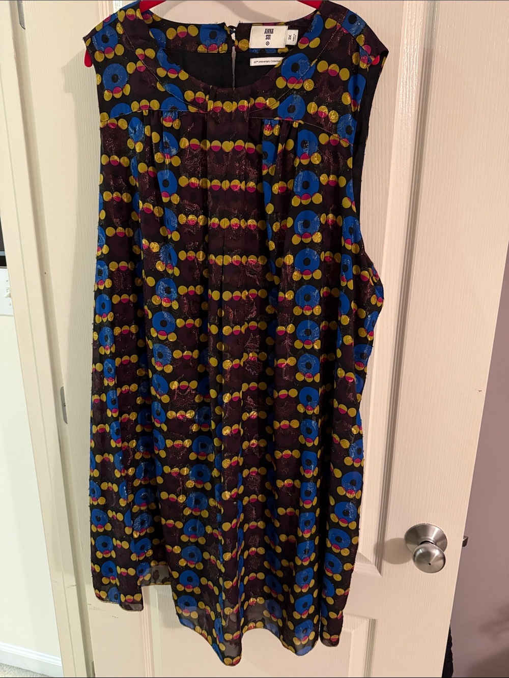 Anna Sui xTarget Black Dress with Blue, Yellow and Pink shiny Dot Print - 3X